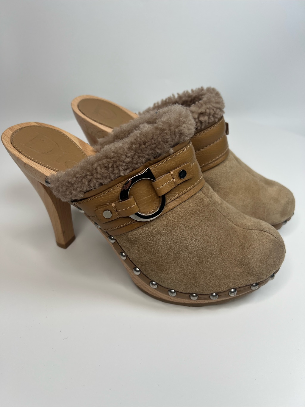 New Christian Dior Shearling Clogs